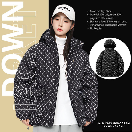 Monogram Print Down Jacket: A Statement of Elegance and Warmth
