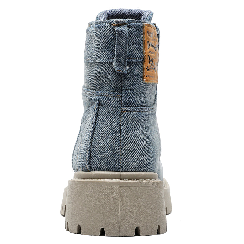 MLB LTHR-13 Denim Lace-Up Boots