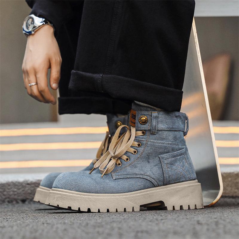 MLB LTHR-13 Denim Lace-Up Boots