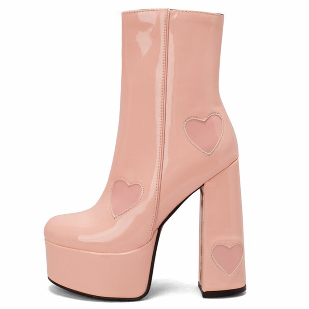FLUER High Heel Platform Ankle Boots