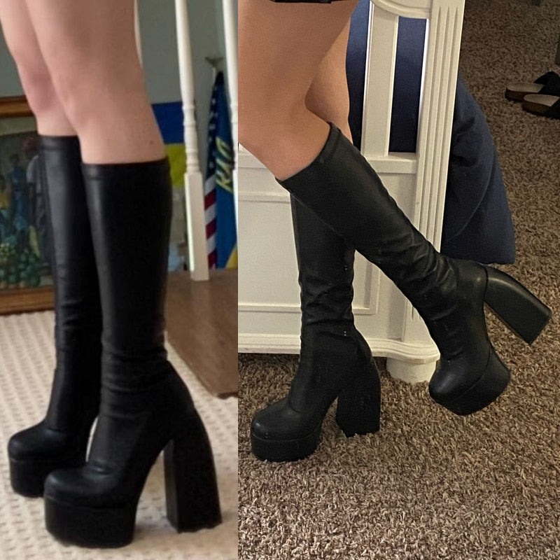 DAENE Knee-High Platform Heel Boots