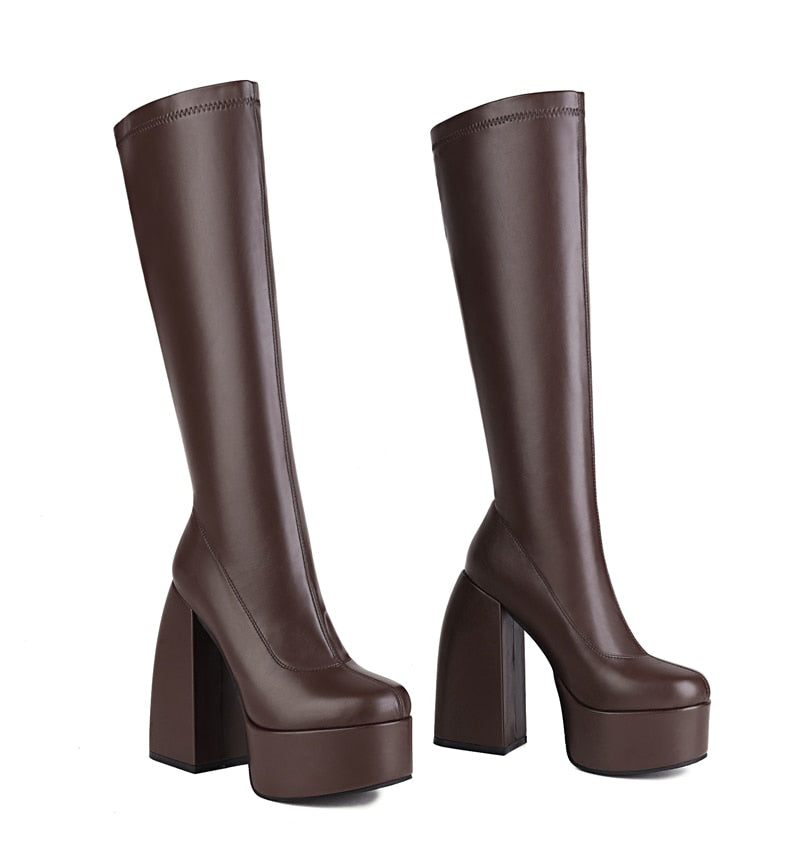 DAENE Knee-High Platform Heel Boots
