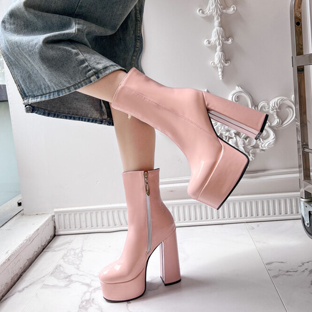 AZALEA High Heel Platform Ankle Boots