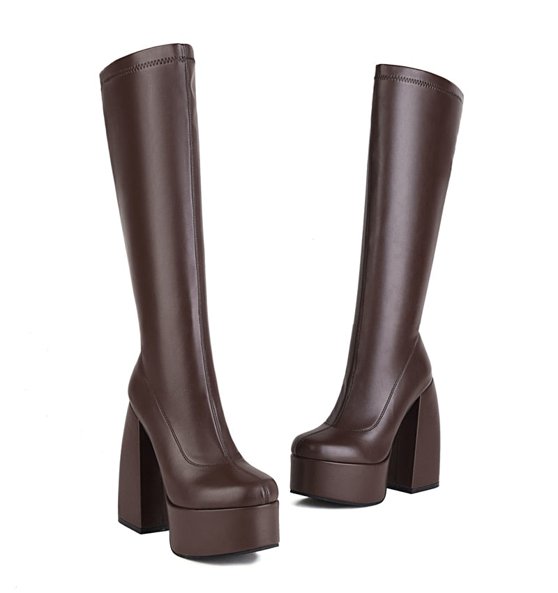 DAENE Knee-High Platform Heel Boots