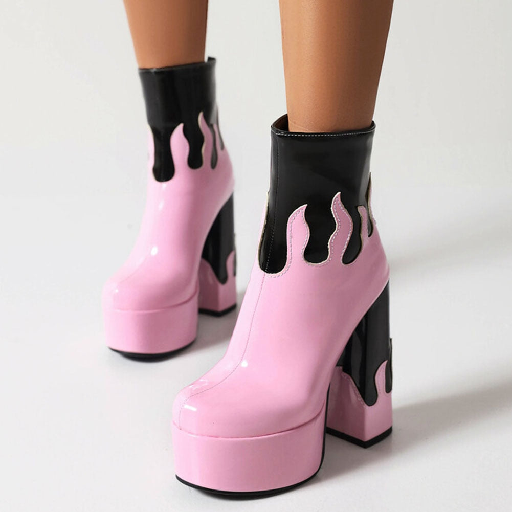 ELAXI High Heel Platform Ankle Boots