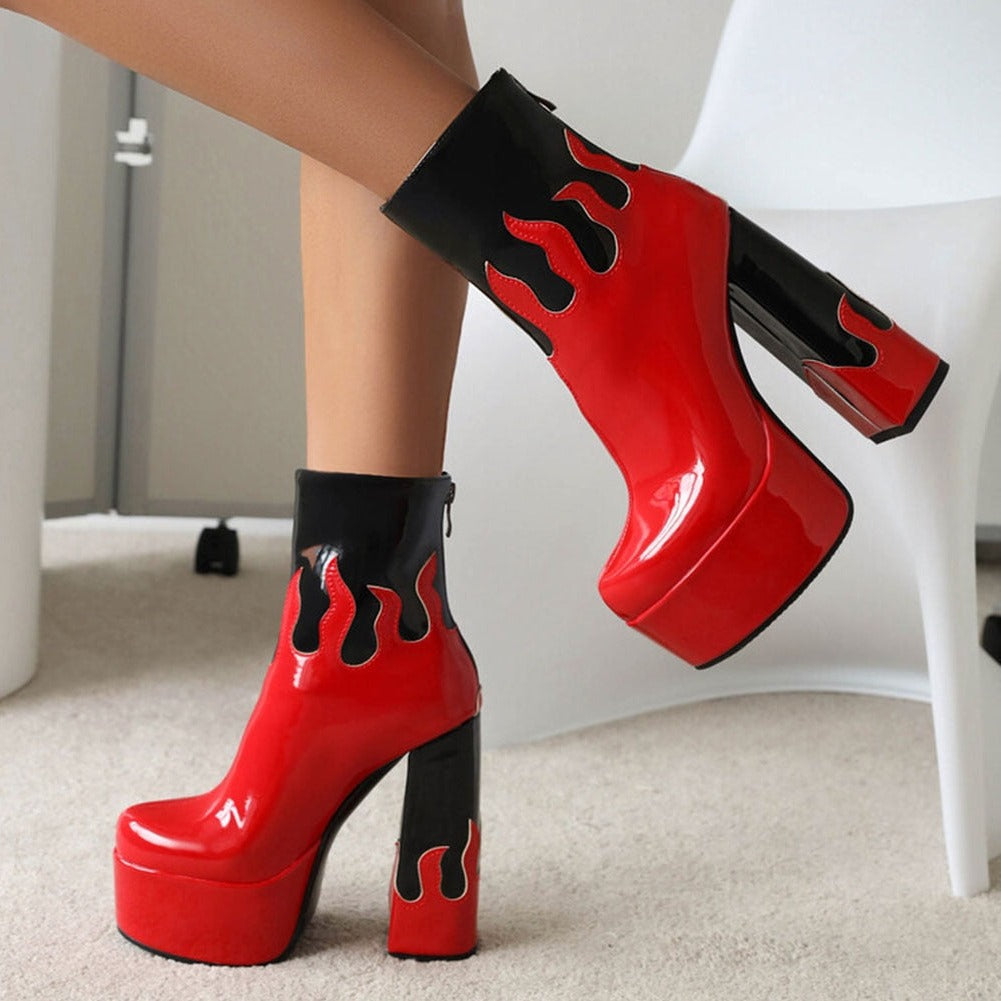 ELAXI High Heel Platform Ankle Boots