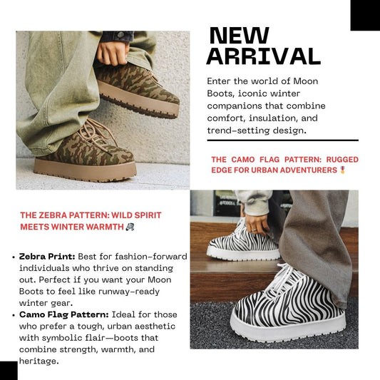 Moon Boots in Zebra & Camo Flag Patterns: Bold Prints That Transform Winter Fashion ❄️🦓🎖️