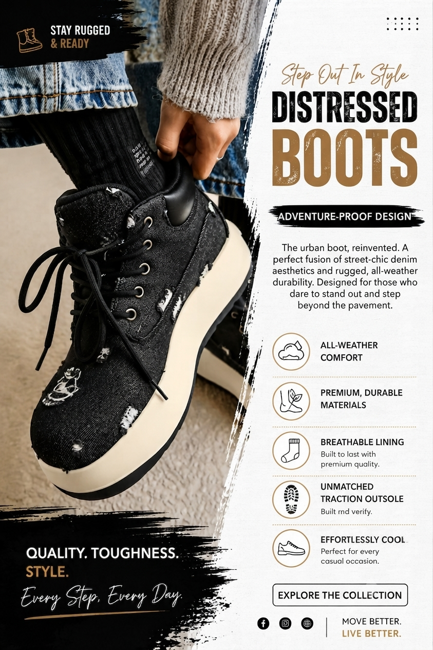 RUGGED STYLE MEETS EVERYDAY ADVENTURE : Step Into Confidence: Where Tough Boots Meet Modern Everyday Style