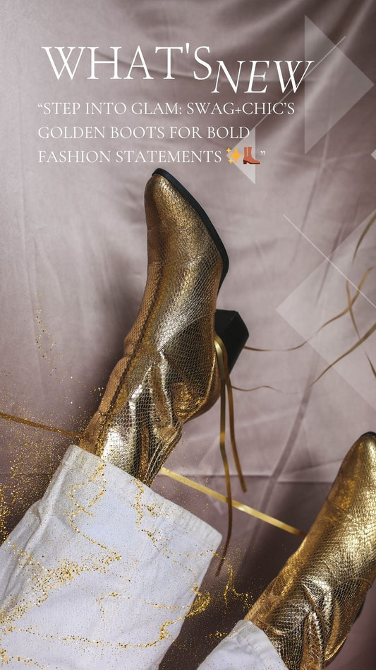 “Step Into Glam: Swag+Chic’s Golden Boots for Bold Fashion Statements ✨👢”