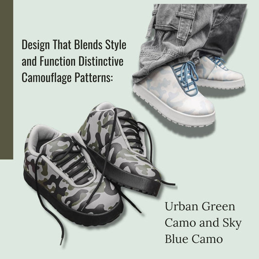 Design That Blends Style and Function Distinctive Camouflage Patterns: Urban Green Camo and Sky Blue Camo