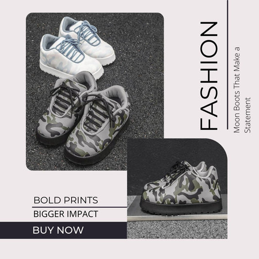 "Blending Boldness and Comfort: Camo-Inspired X9X Moon Boots"