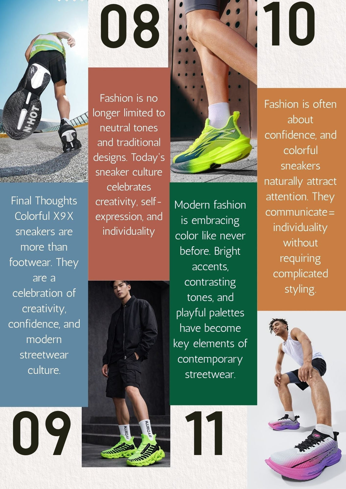 The colorful X9X Sneakers showcased in the image represent more than a footwear trend.
