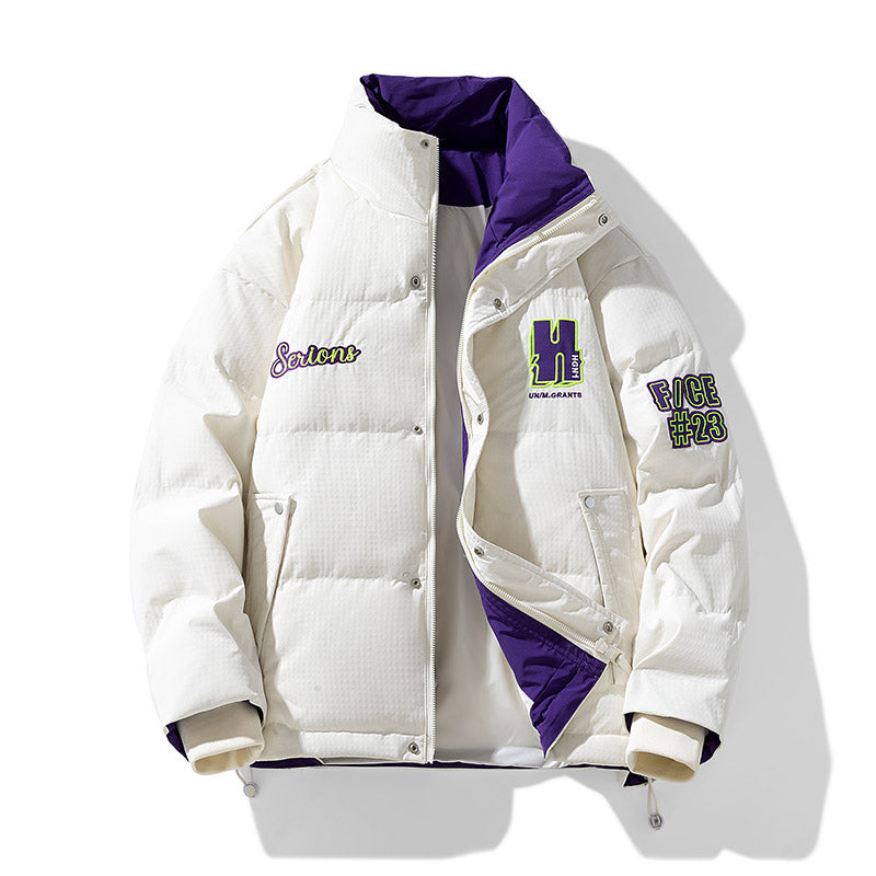 MLB Z721 Puffer Jacket in Ivory White/Purple
