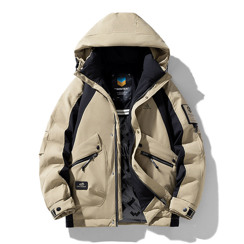 MLB Z727 Puffer Jacket in Sand Beige/Black