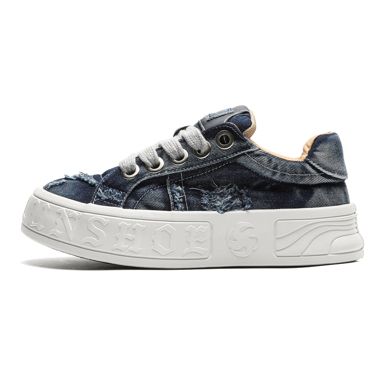 'Quantum Burst' X9X Sneakers in Denim Blue/White