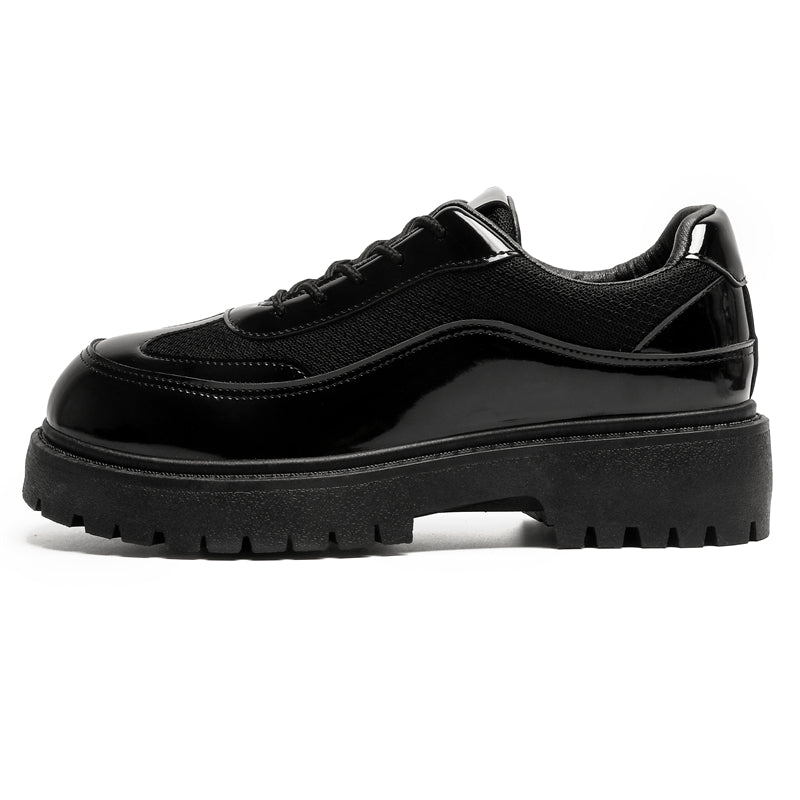 MLB LTHR-22 Glossy Platform Boots in Jet Black