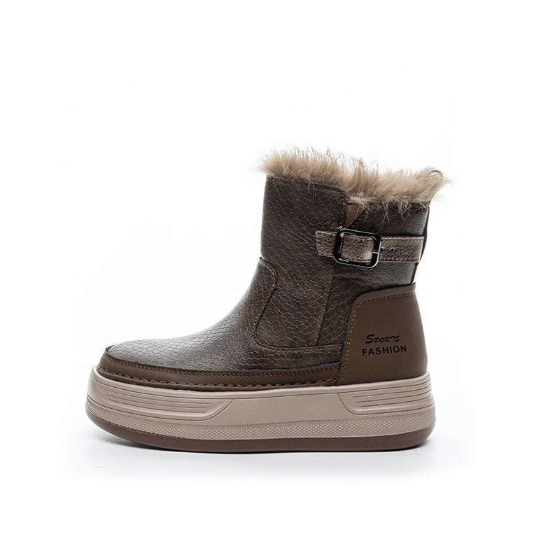 Selene Fur-Lined Ankle Boots in Earthy Taupe