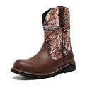 MLB LTHR-27 Camo Western Cowboy Boots in Rich Brown/Multi-Toned Camo