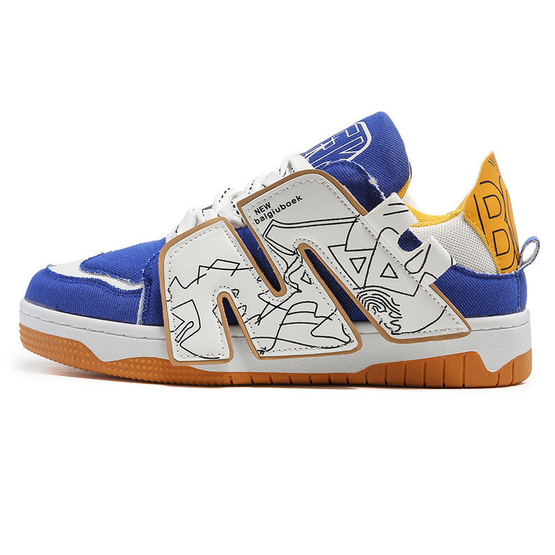 MISI Chunky Sneakers in White/Yellow