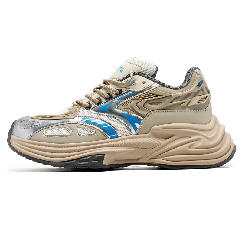'Doomsday Dynasty' X9X Sneakers in Beige/Tan/Silver