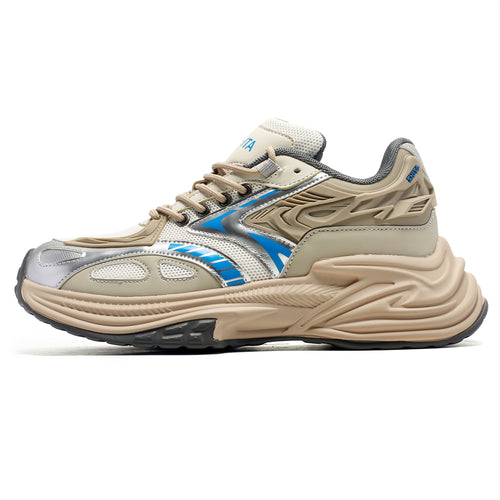'Doomsday Dynasty' X9X Sneakers in Beige/Tan/Silver