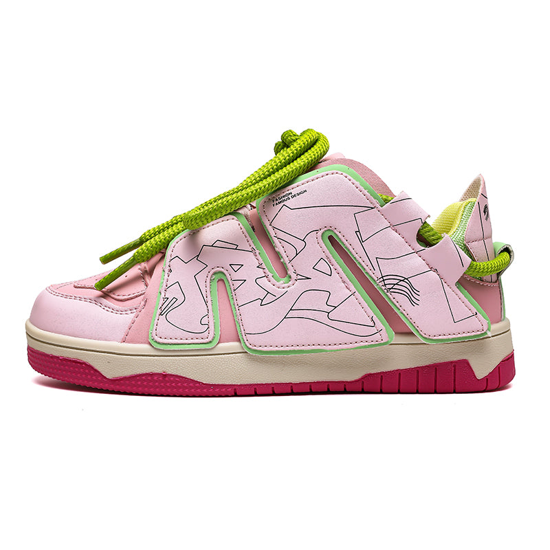 SHAYLYN Chunky Sneakers in Pink/Green