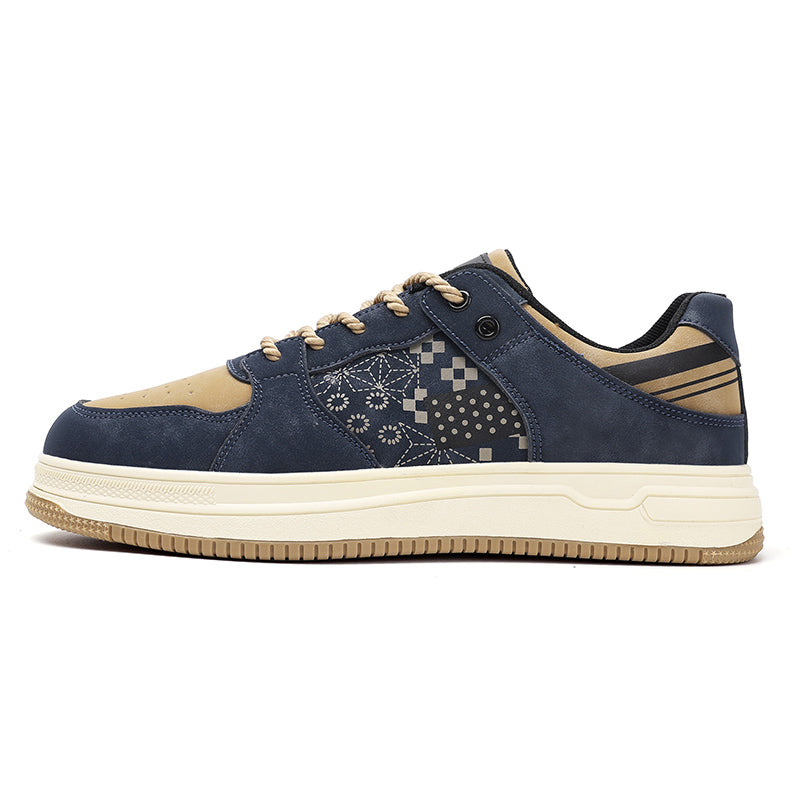 'Quantum Quake’ X9X Sneakers in Navy/Beige/Brown