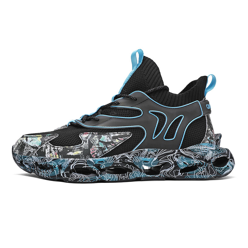 FAELYN Lace-Up Sneakers in Black/Blue