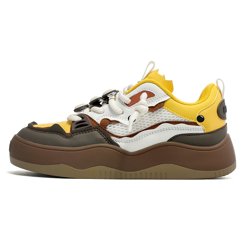 AZZURRA Chunky Sneakers in Brown/Yellow/White