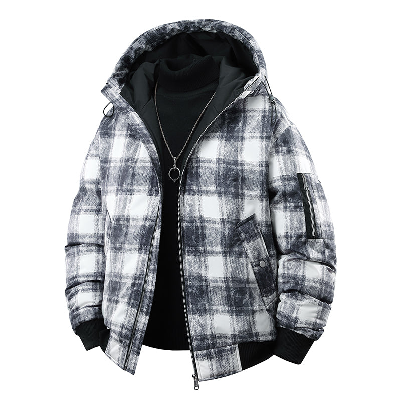 MLB Z702 Puffer Jacket in Gray Plaid