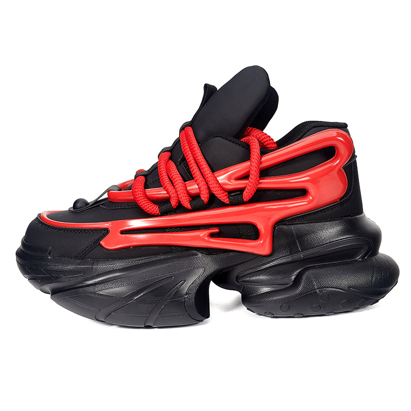 'REBEL Riptide’ X9X Sneakers in Carbon Black/Red