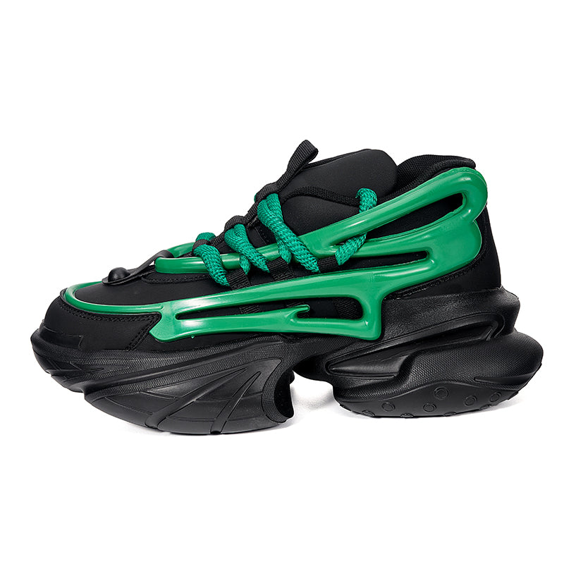 'REBEL Riptide’ X9X Sneakers in Carbon Black/Green