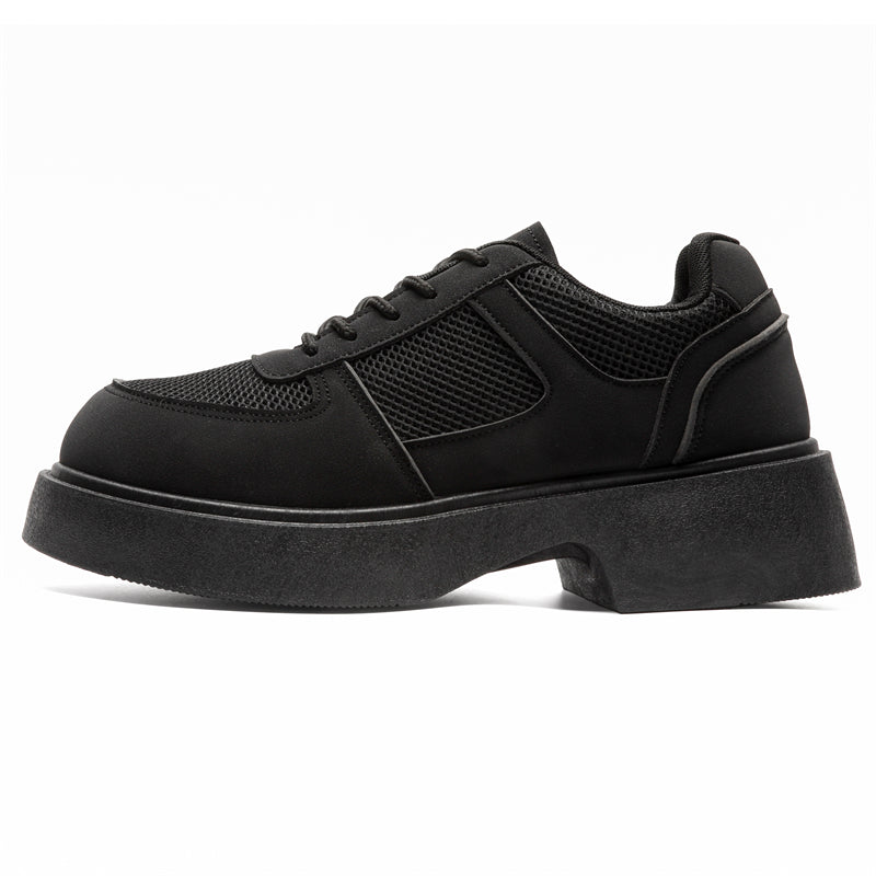 MLB LTHR-20 Chunky Platform Mesh-Detail Boots in Matte Black