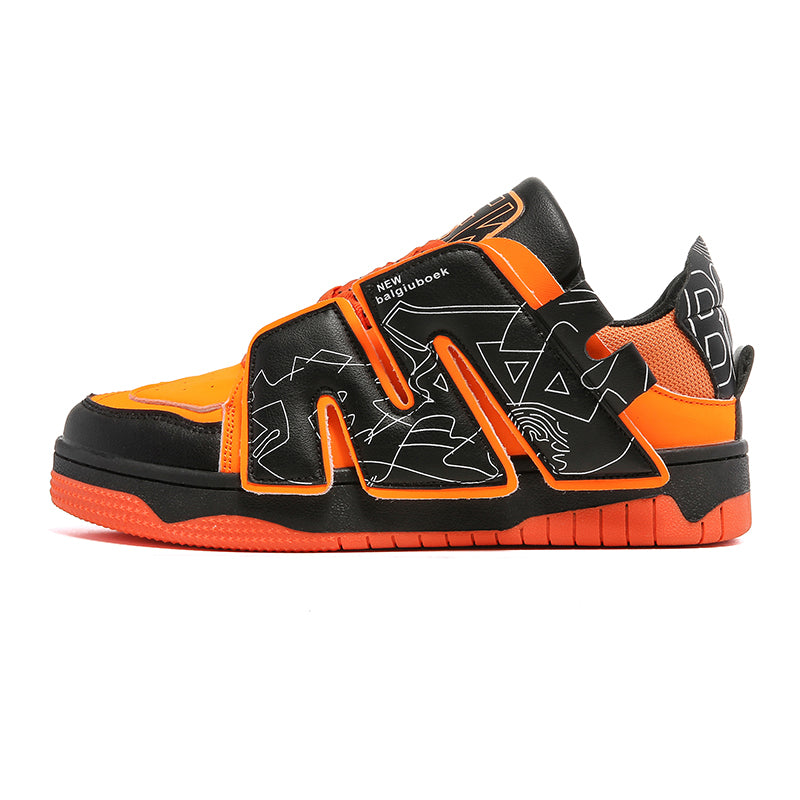LIYAH Chunky Sneakers in Black/Orange
