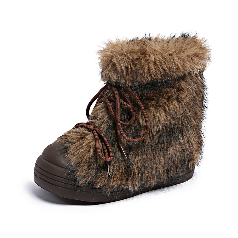 Hestia Fur Winter Boots in Mocha Brown