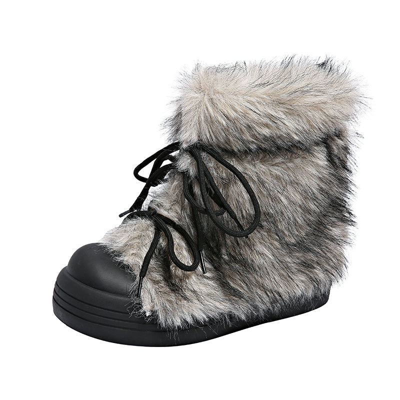 Hestia Fur Winter Boots in Ash Gray