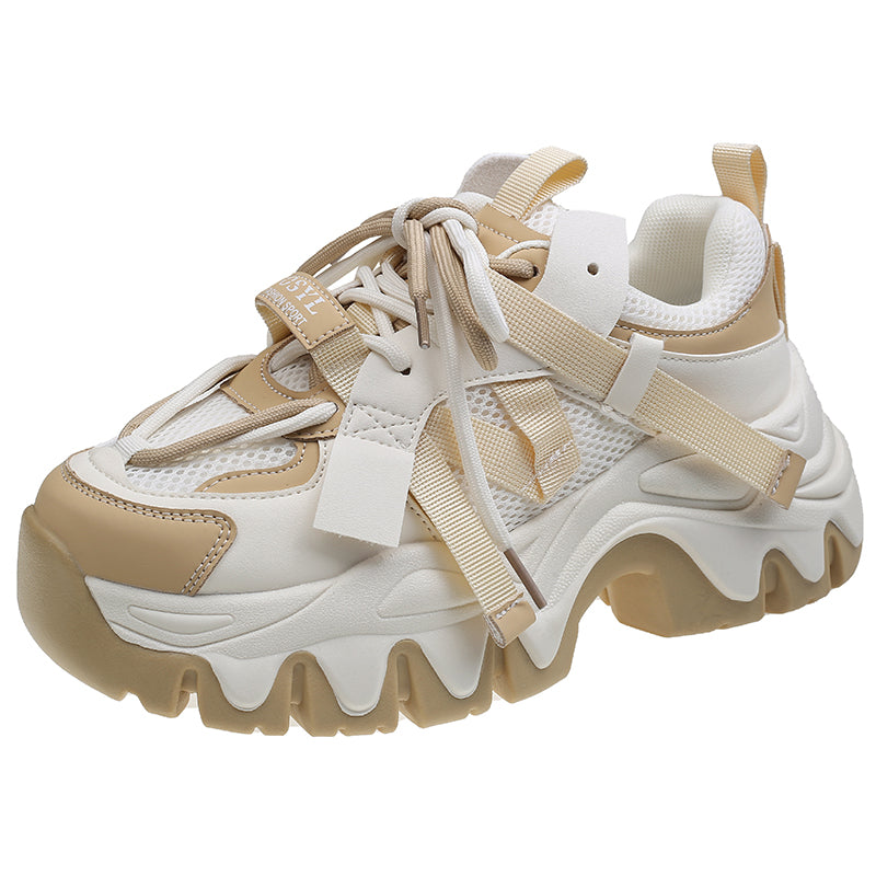 CLARA Chunky Sneakers in Beige/Brown
