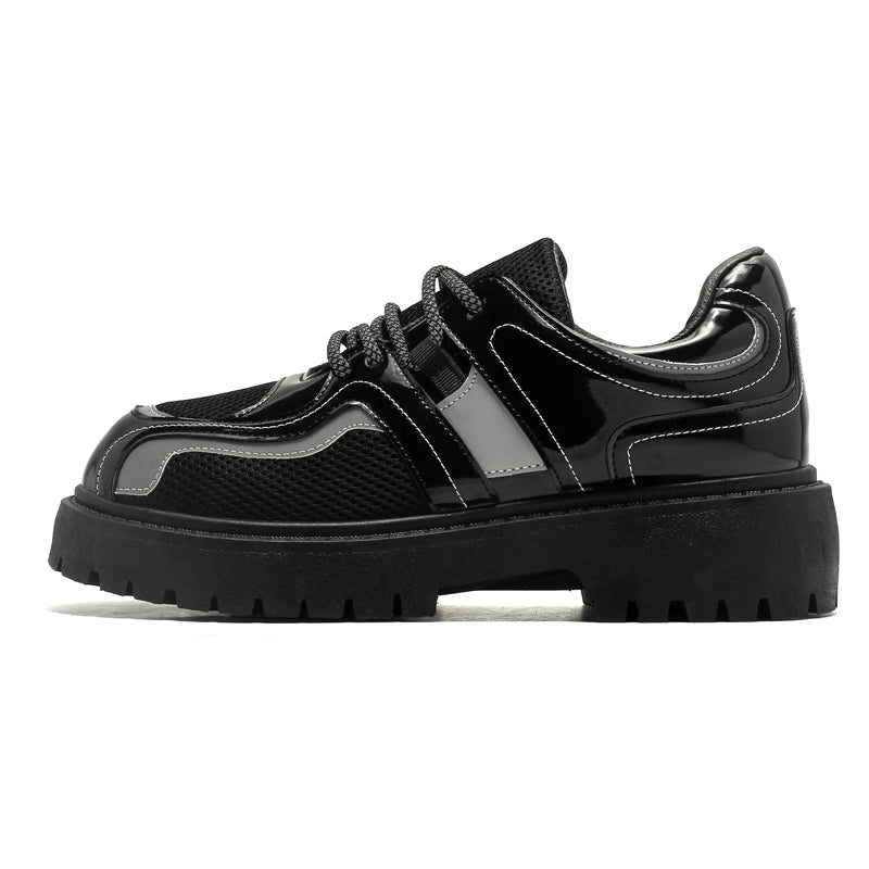 MLB LTHR-17 Reflective Chunky Boots in Glossy Black