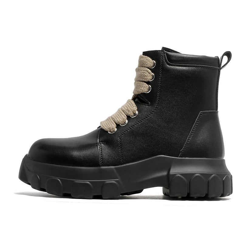 MLB LTHR-02 High-Top Combat Boots in Smooth Matte Black