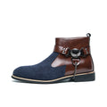 MLB LTHR-06 Ankle Boots in Brown/Navy Ribbed