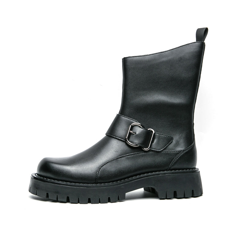 MLB LTHR-11 Rugged Mid-Calf Boots in Midnight Black