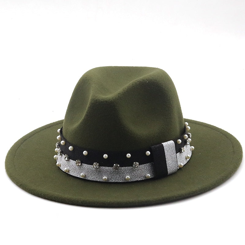 DAVINA Fedora Hat in Army Green