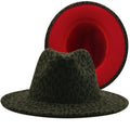 JAZZ Fedora Hat in Green Leopard/Red