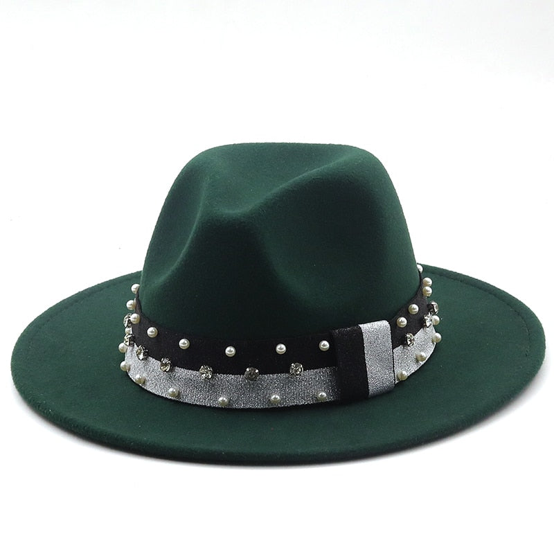 DAVINA Fedora Hat in Dark Green