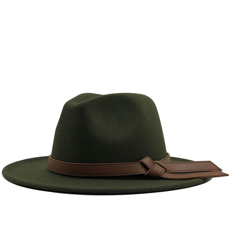 LOUIS Men's Felt Fedora Hat in Army Green