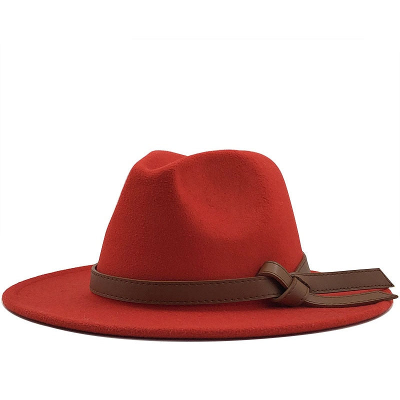 LOUIS Men's Felt Fedora Hat in Red