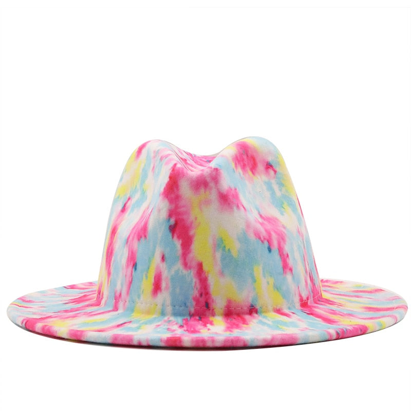 HALINA Fedora Hat in White/Rose/Blue