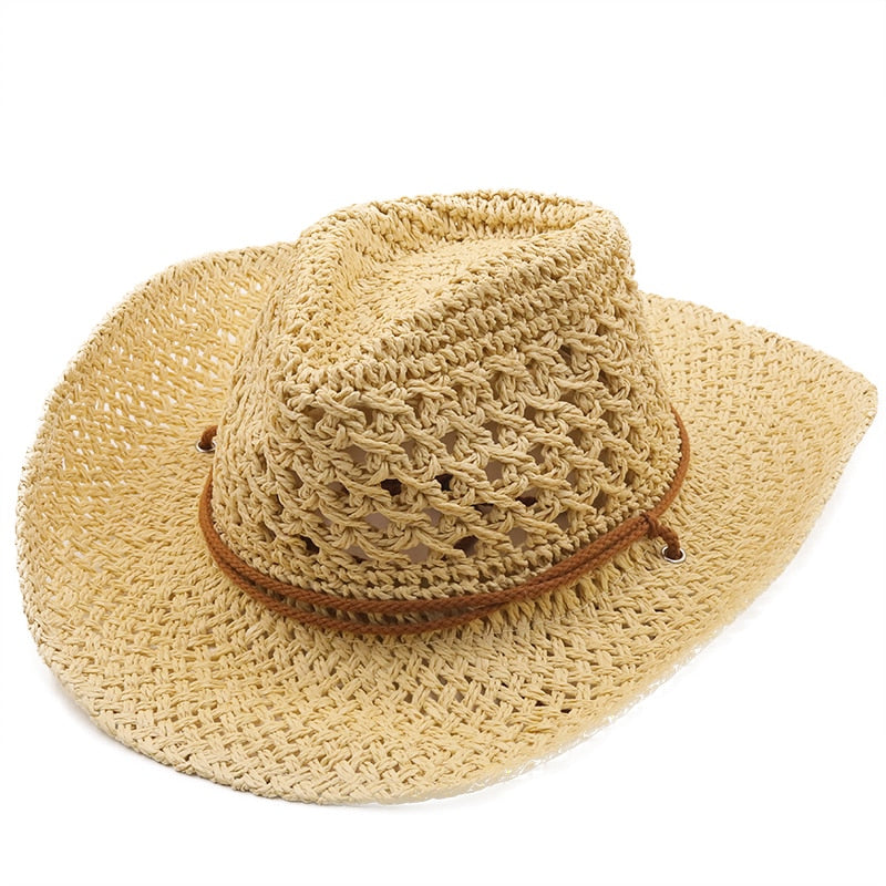 SIGISMUND Men's Straw Cowboy Hat in Beige