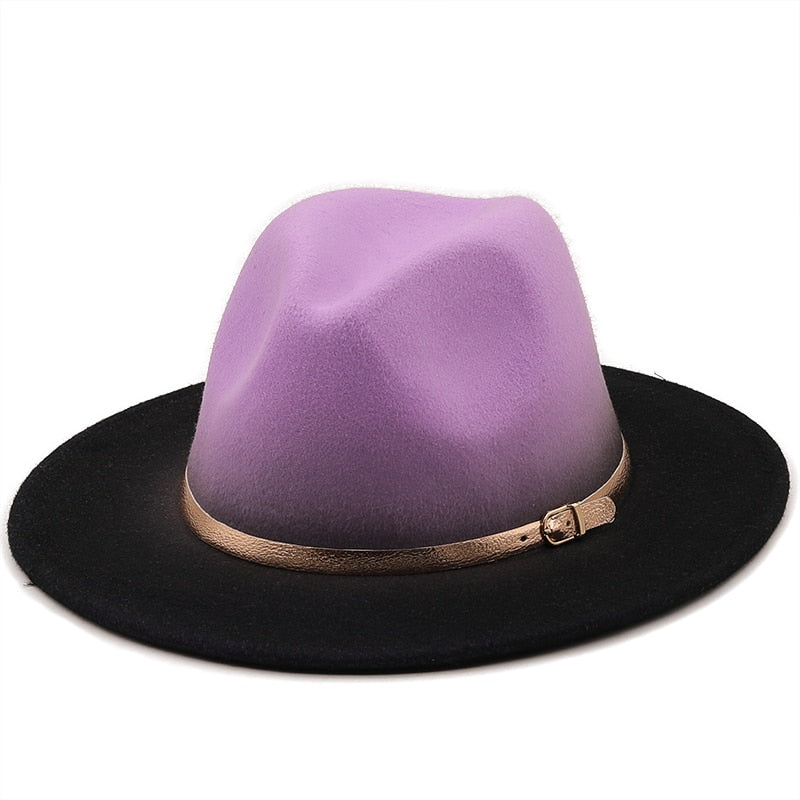OSCAR Men's Felt Fedora Hat in Purple Black