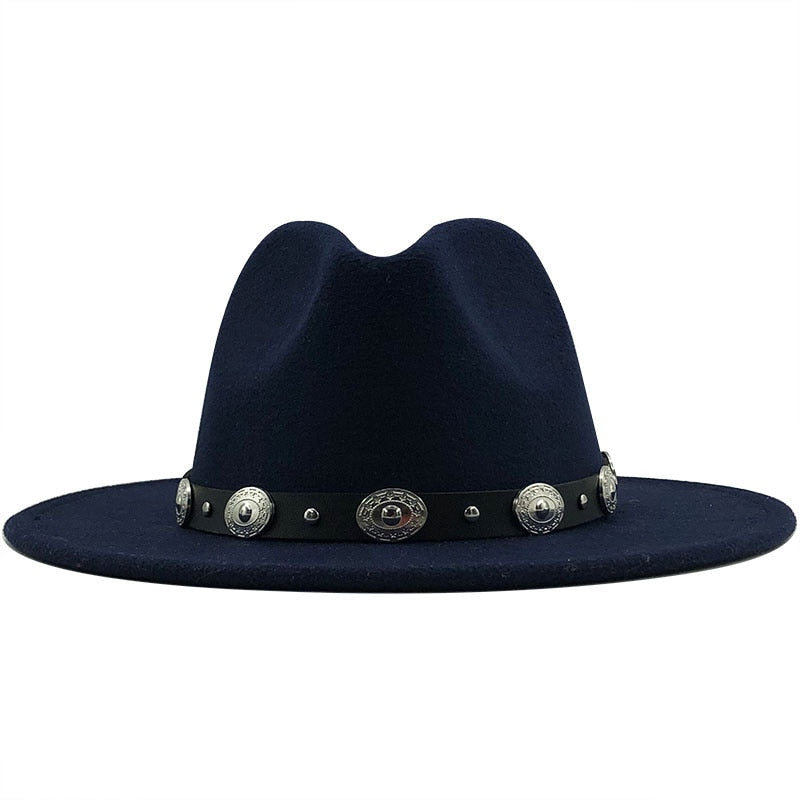 FERDINAND Men's Felt Fedora Hat in Navy